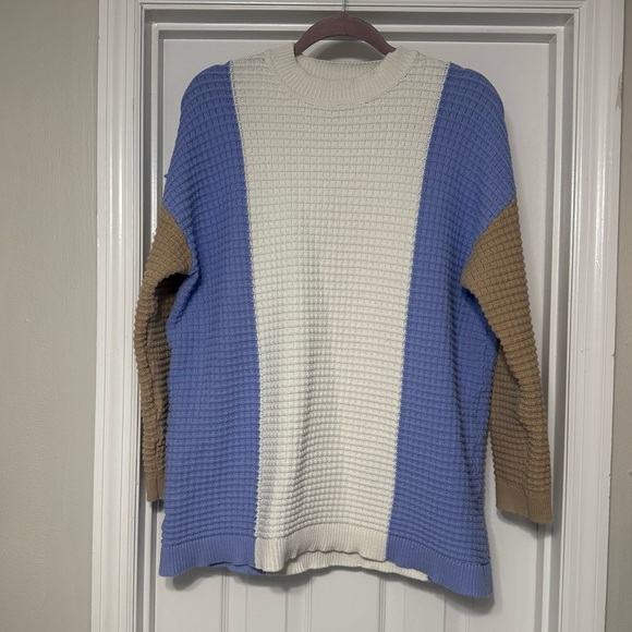 Ann Taylor Sweaters - ANN TAYLOR  Women's Geostitch Colorblock Textured Mock Neck Sweater Sz XL